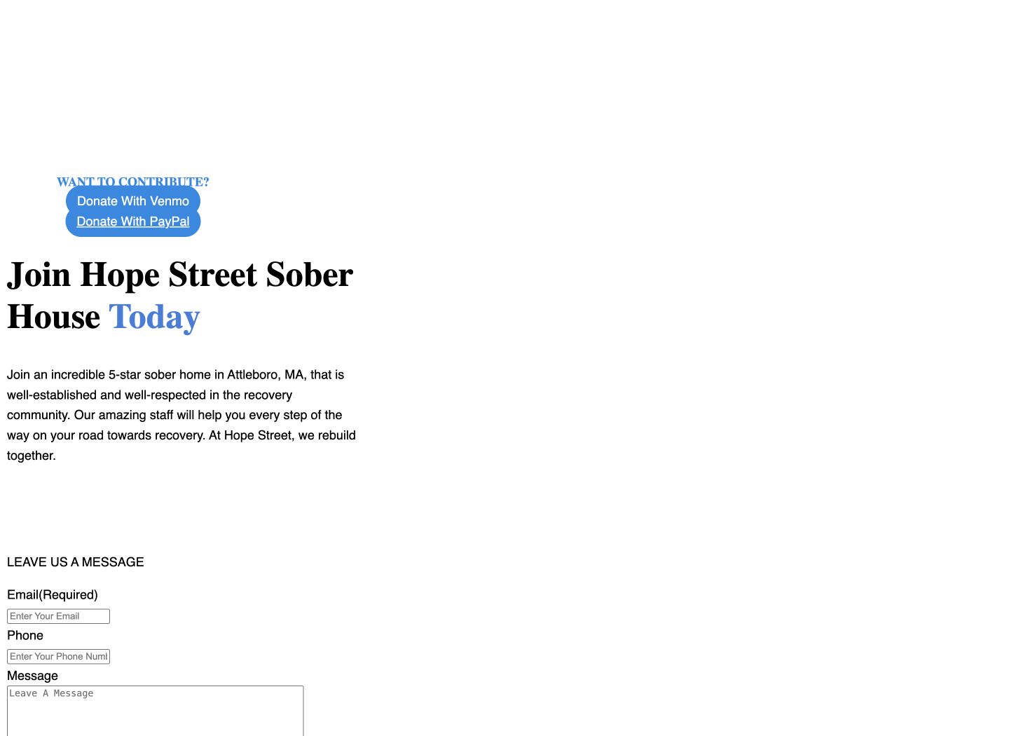 Original Hope Street Sober Living homepage